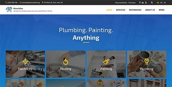 BlueCollar – Handyman & Renovation Business WordPress Theme 95% OFF