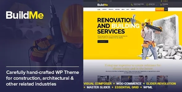 BuildMe – Construction & Architectural WP Theme 95% OFF