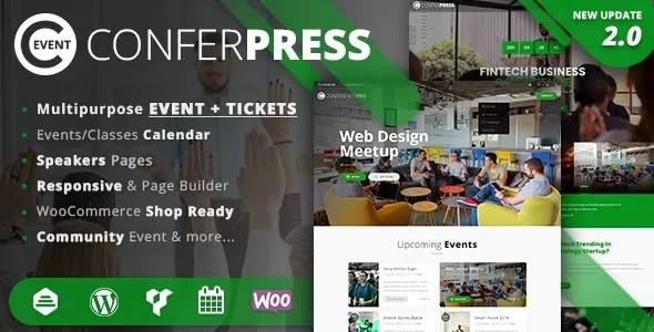 ConferPress – Multipurpose Event Tickets WordPress Theme 95% OFF
