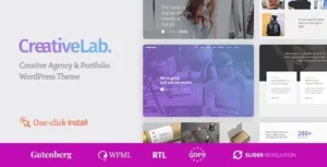 Creative Lab - Studio Portfolio & Design Agency WordPress Theme 95% OFF