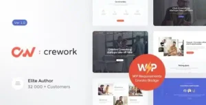 Crework Coworking and Creative Space WordPress Theme [95% OFF]