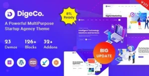 Digeco – Startup Agency WordPress Theme [95% OFF]
