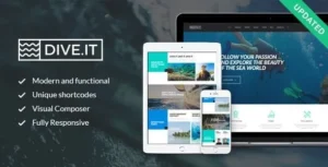 DiveIt – Scuba Diving School, Sea Adventure & Travel WordPress Theme 95% OFF
