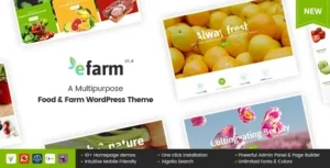 eFarm - A Multipurpose Food & Farm WordPress Theme 95% OFF