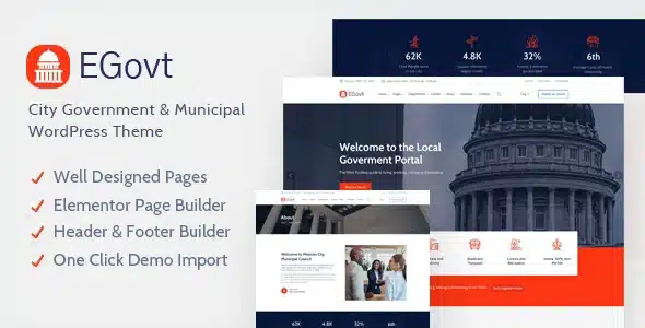 EGovt – City Government WordPress Theme [95% OFF]