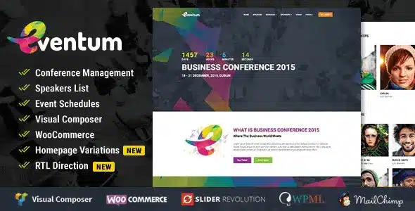 Eventum – Conference & Event WordPress Theme [95% OFF]