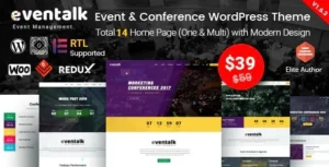 EvnTalk - Event Conference WordPress Theme 95% OFF