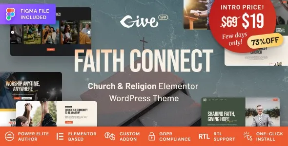Faith Connect – Religion & Church WordPress Theme 95% OFF