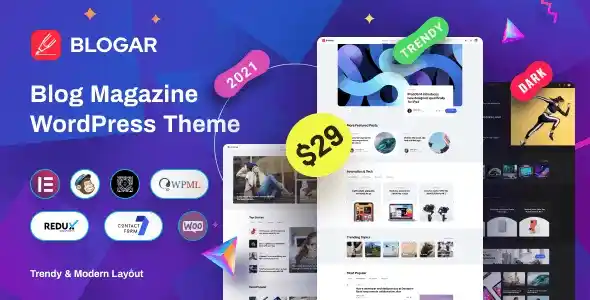 Free Download Blogar – Blog Magazine WordPress Theme 1.3.3 [Latest Version]