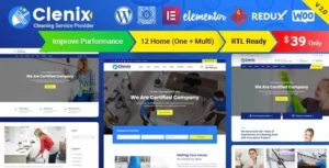 Free Download Clenix – Cleaning Services WordPress Theme 3.1.3 [Latest Version]