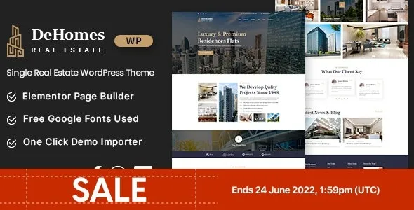 Free Download Dehomes – Single Real Estate WordPress Theme 1.2 [Latest Version]