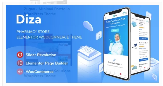 Free Download Diza Pharmacy Store Elementor WooCommerce Theme 1.3.18 [Latest Version]