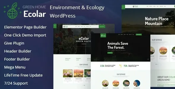 Free Download Ecolar – Environment & Ecology WordPress Theme 2.0.1 [Latest Version]