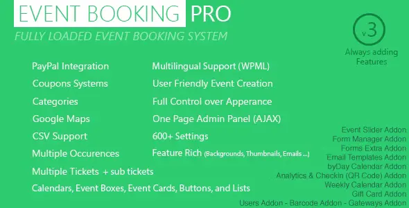 Free Download Event Booking Pro WP Plugin [paypal or offline] 3.99 [Latest Version]