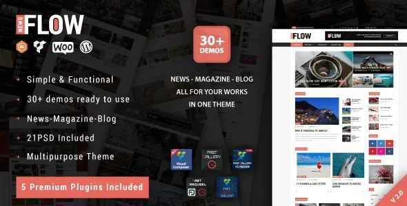 Free Download Flow News – Magazine and Blog WordPress Theme 3.1 [Latest Version]