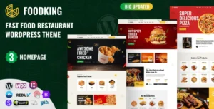 Free Download Foodking Fast Food Restaurant WordPress Theme 1.2 [Latest Version]