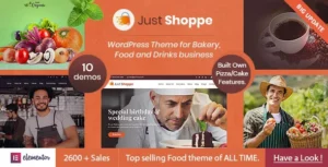 Free Download Justshoppe Elementor Cake Bakery WordPress Theme 13.1 [Latest Version]