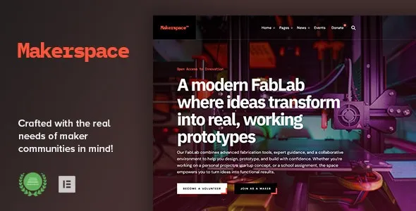 Free Download Makerspace – FabLab & Community Workshop WordPress Theme 1.0 [Latest Version]