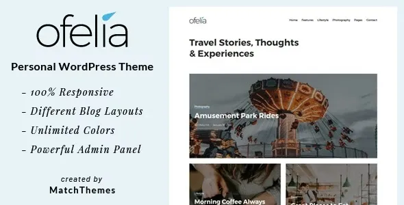 Free Download Ofelia – Travel Personal WordPress Blog Theme 2.1.1 [Latest Version]
