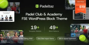 Free Download Padeltaz – Padel Club and Sports Academy FSE WordPress Block Theme 1.0.0 [Latest Version]