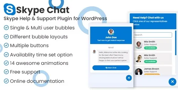 Free Download Skype Chat Support Pro WordPress Plugin 1.1.2 [Latest Version]