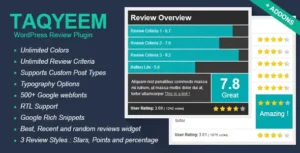 Free Download Taqyeem – WordPress Review Plugin 2.7.0 [Latest Version]
