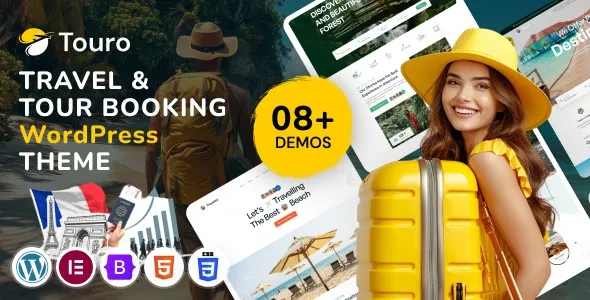 Free Download Touro – Travel & Tour Booking Agency WordPress Theme 1.0.0 [Latest Version]