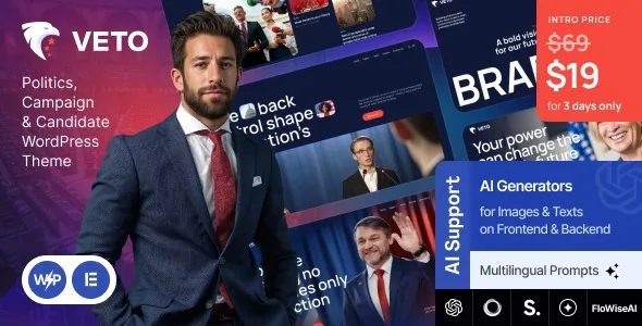 Free Download Veto – Politics, Campaign & Candidate WordPress Theme 1.6.0 [Latest Version]