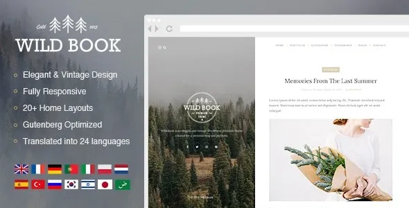 Free Download Wild Book – Vintage, Elegant & Summer WordPress Personal Blog Theme 1.9.8 [Latest Version]