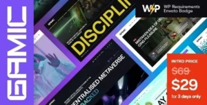 Gamic - Metaverse Gaming & Crypto WordPress Theme 95% OFF