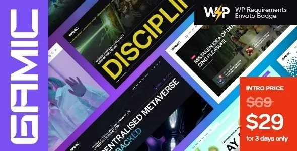 Gamic – Metaverse Gaming & Crypto WordPress Theme 95% OFF