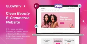 Glowify - Beauty and Cosmetics Shop WordPress Theme 95% OFF