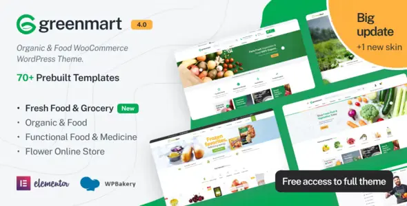GreenMart – Organic & Food WooCommerce WordPress Theme [95% OFF]