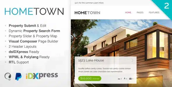 Hometown – Real Estate WordPress Theme [95% OFF]