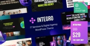 Integro - IT Services & Digital Agency WordPress Theme 95% OFF