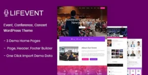 Lifevent Event Conference WordPress Theme 95% OFF