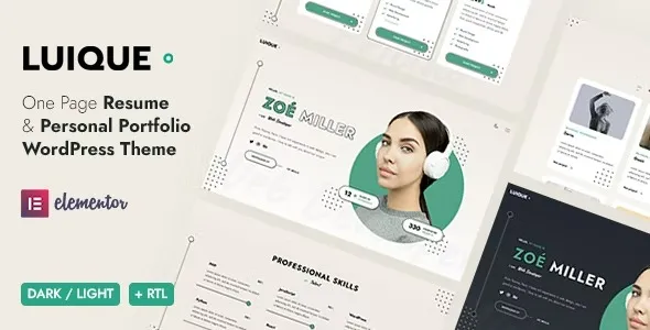 Luique – Personal Portfolio WordPress Theme 95% OFF
