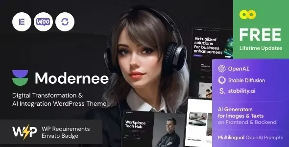 Modernee – AI Integration & Digital Transformation WordPress Theme 95% OFF