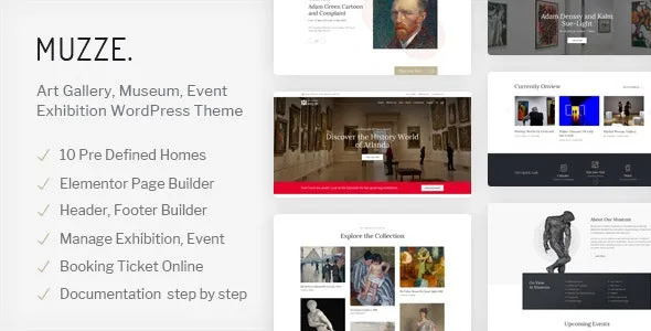 Muzze- Museum Art Gallery Exhibition WordPress Theme 95% OFF