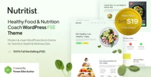 Nutritist – Healthy Food & Nutrition Coach FSE WordPress Theme 95% OFF