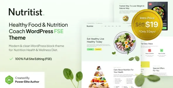 Nutritist – Healthy Food & Nutrition Coach FSE WordPress Theme 95% OFF