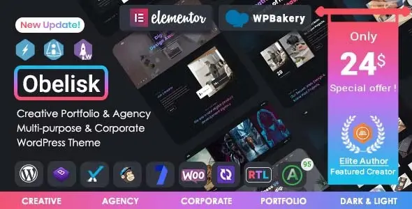 Obelisk – Agency Portfolio & Creative WordPress Theme [95% OFF]