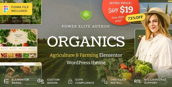 Organics – Agriculture & Food Farm WordPress Theme 95% OFF