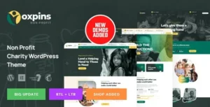 Oxpins - Non Profit Charity WordPress Theme 95% OFF