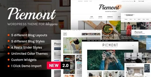 Piemont – Premium Travel & Lifestyle WordPress Theme 95% OFF