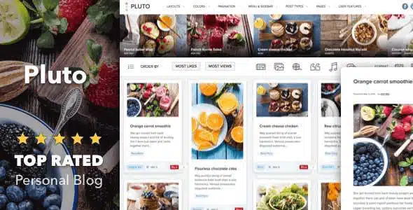 Pluto Clean Personal WordPress Masonry Blog Theme [95% OFF]