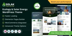 Solak - Ecology & Solar Energy WordPress Theme 95% OFF