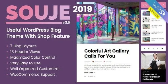 Souje – Personal WordPress Blog Theme 95% OFF