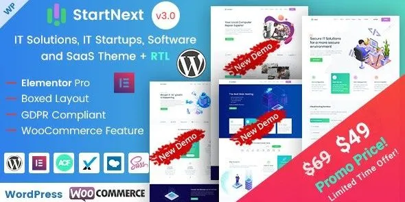 StartNext – IT Startups and Digital Services WordPress Theme 95% OFF