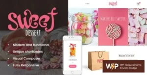 Sweet Dessert – Candy Shop & Cafe WordPress Theme 95% OFF